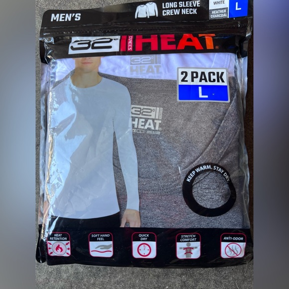 2 pack Men’s Heat long sleeve crew‎ neck shirts size Large - Picture 1 of 2
